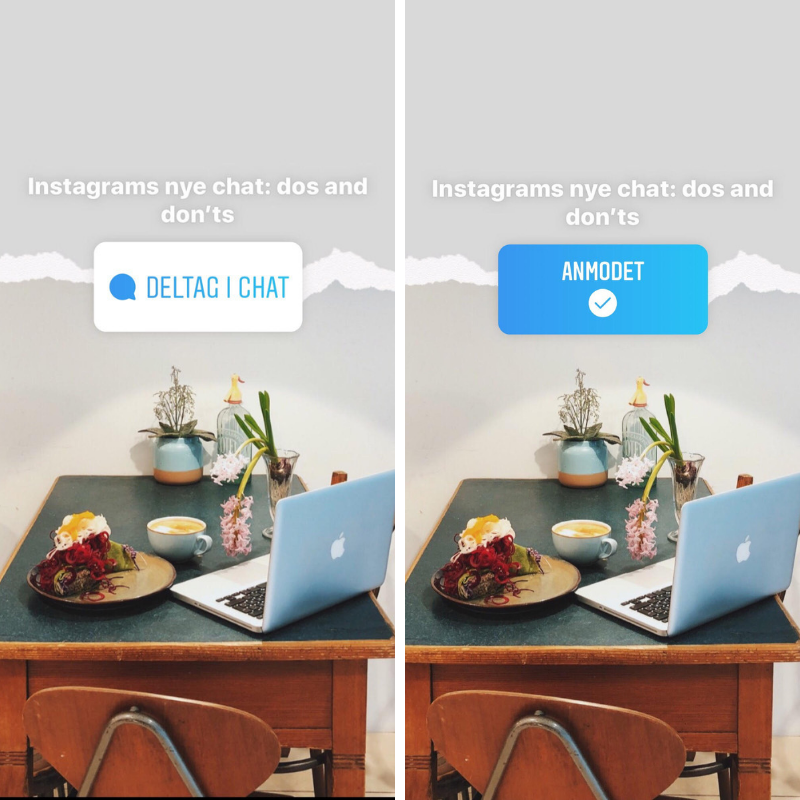 instagram chat sticker - før og efter